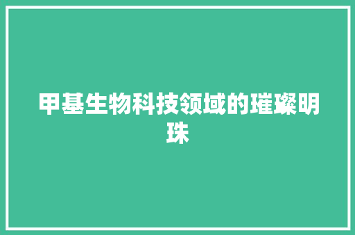 甲基生物科技领域的璀璨明珠  第1张