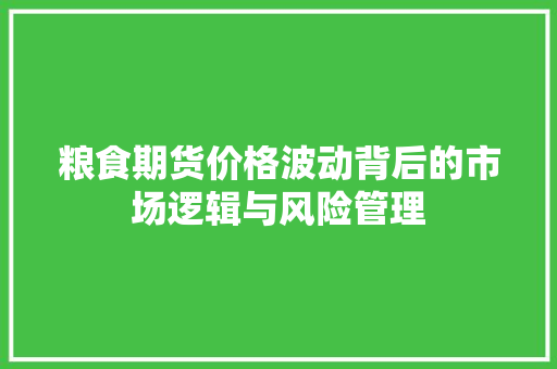 粮食期货价格波动背后的市场逻辑与风险管理  第1张