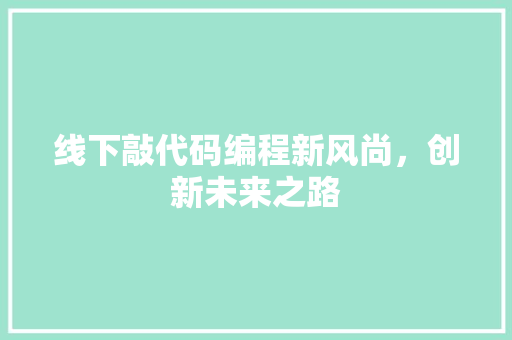 线下敲代码编程新风尚，创新未来之路