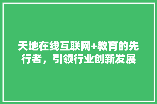 天地在线互联网+教育的先行者，引领行业创新发展