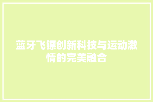 蓝牙飞镖创新科技与运动激情的完美融合  第1张