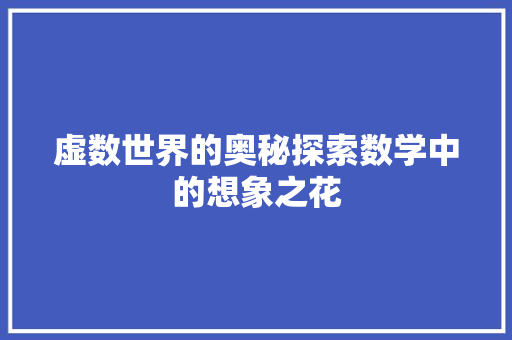虚数世界的奥秘探索数学中的想象之花  第1张