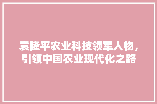袁隆平农业科技领军人物，引领中国农业现代化之路  第1张
