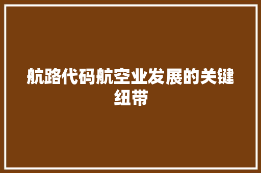 航路代码航空业发展的关键纽带