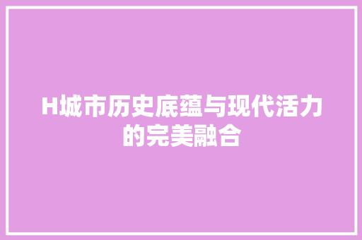 H城市历史底蕴与现代活力的完美融合