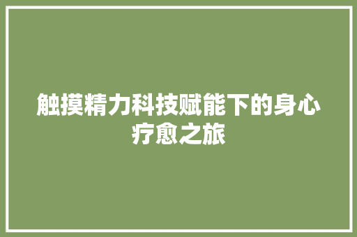 触摸精力科技赋能下的身心疗愈之旅