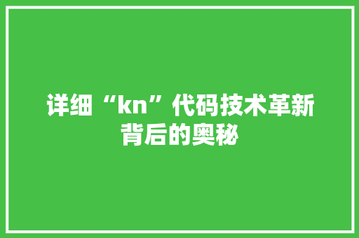 详细“kn”代码技术革新背后的奥秘