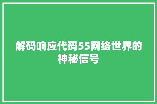 解码响应代码55网络世界的神秘信号