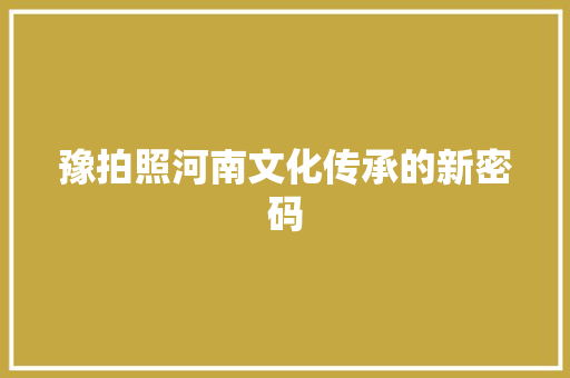 豫拍照河南文化传承的新密码