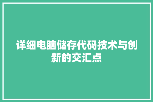 详细电脑储存代码技术与创新的交汇点  第1张