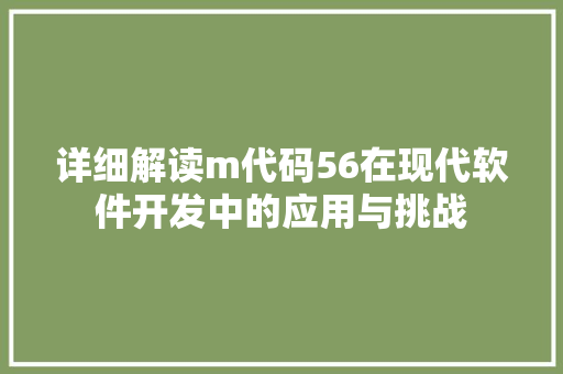 详细解读m代码56在现代软件开发中的应用与挑战