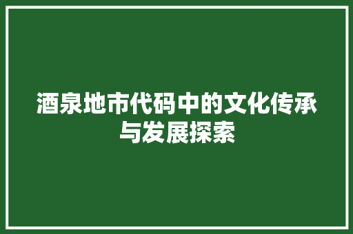 酒泉地市代码中的文化传承与发展探索