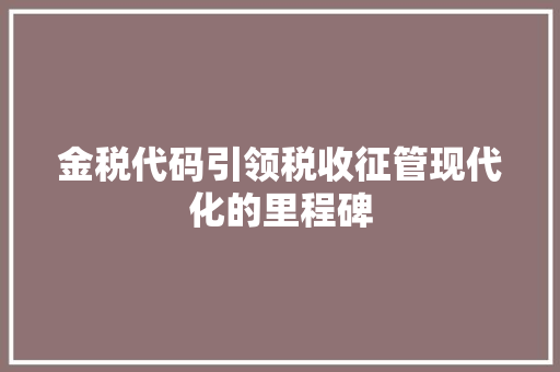 金税代码引领税收征管现代化的里程碑
