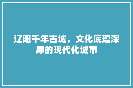 辽阳千年古城，文化底蕴深厚的现代化城市