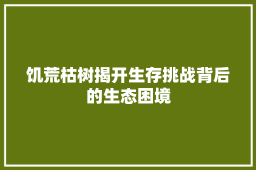 饥荒枯树揭开生存挑战背后的生态困境