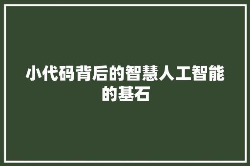 小代码背后的智慧人工智能的基石