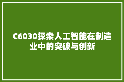 C6030探索人工智能在制造业中的突破与创新