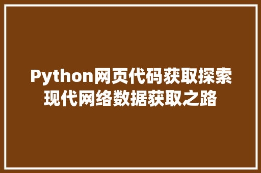 Python网页代码获取探索现代网络数据获取之路
