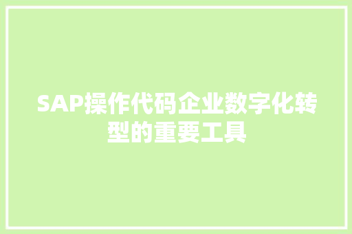SAP操作代码企业数字化转型的重要工具
