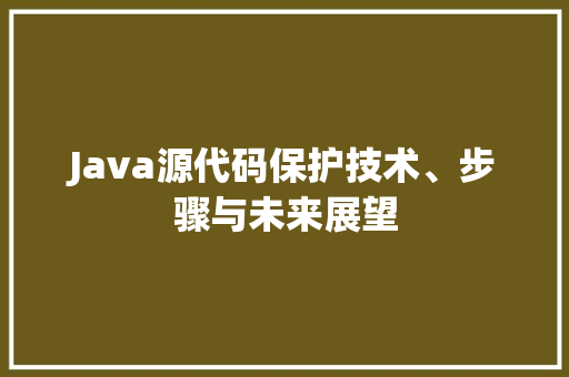 Java源代码保护技术、步骤与未来展望