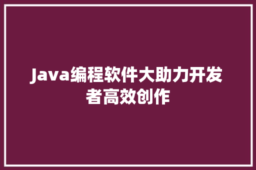 Java编程软件大助力开发者高效创作