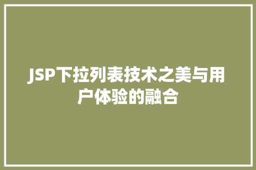 JSP下拉列表技术之美与用户体验的融合