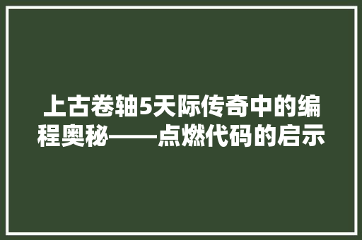 上古卷轴5天际传奇中的编程奥秘——点燃代码的启示