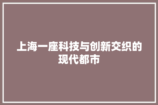 上海一座科技与创新交织的现代都市