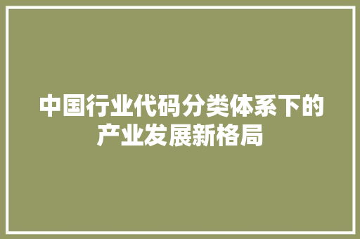 中国行业代码分类体系下的产业发展新格局