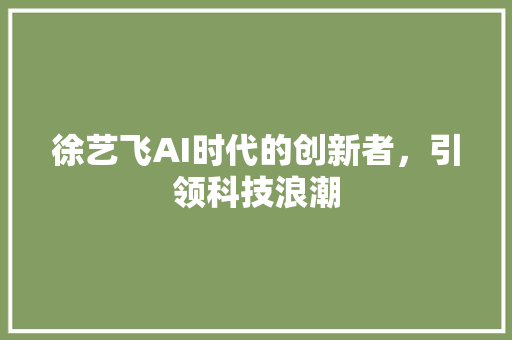 徐艺飞AI时代的创新者，引领科技浪潮