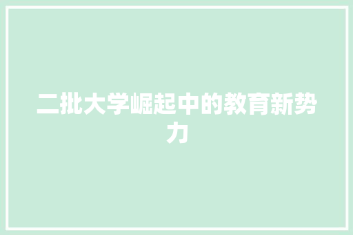 二批大学崛起中的教育新势力  第1张
