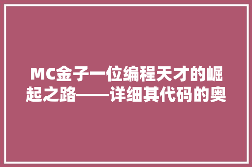 MC金子一位编程天才的崛起之路——详细其代码的奥秘
