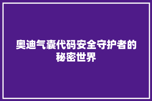 奥迪气囊代码安全守护者的秘密世界  第1张