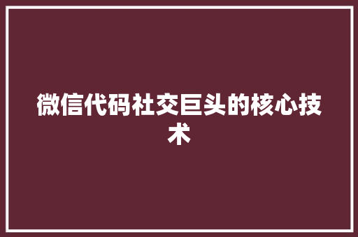 微信代码社交巨头的核心技术