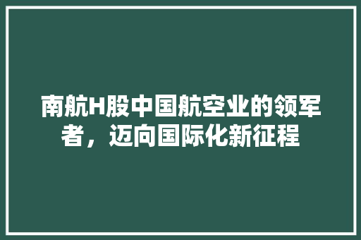 南航H股中国航空业的领军者，迈向国际化新征程