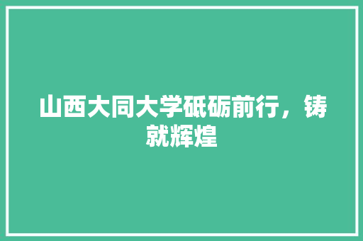 山西大同大学砥砺前行，铸就辉煌
