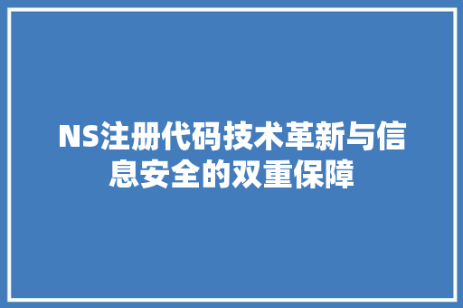 NS注册代码技术革新与信息安全的双重保障