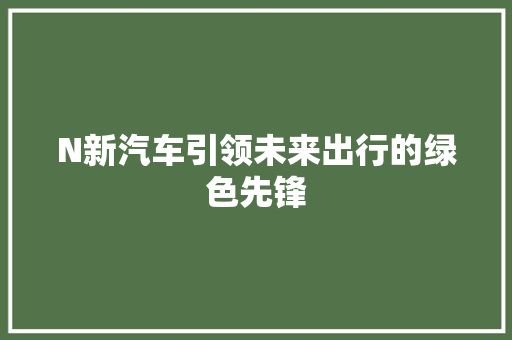 N新汽车引领未来出行的绿色先锋