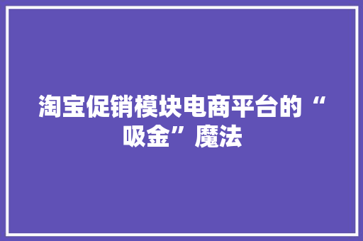 淘宝促销模块电商平台的“吸金”魔法