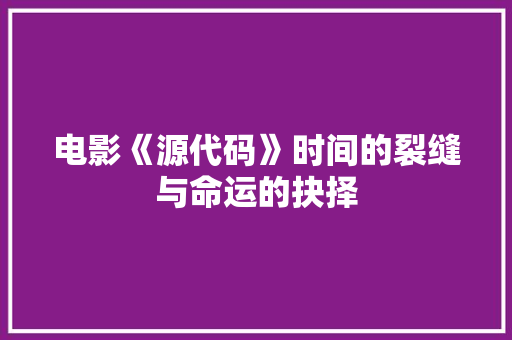 电影《源代码》时间的裂缝与命运的抉择