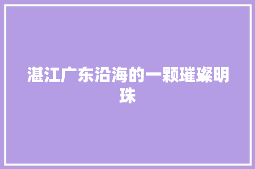 湛江广东沿海的一颗璀璨明珠