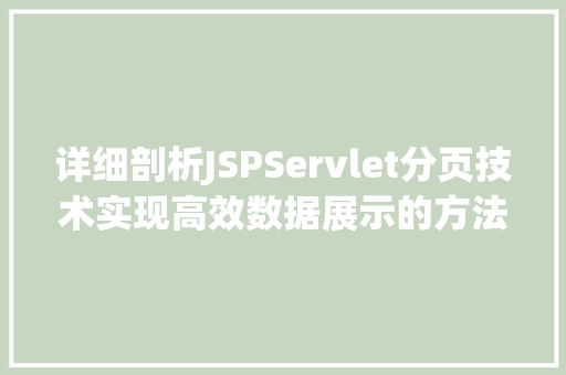 详细剖析JSPServlet分页技术实现高效数据展示的方法