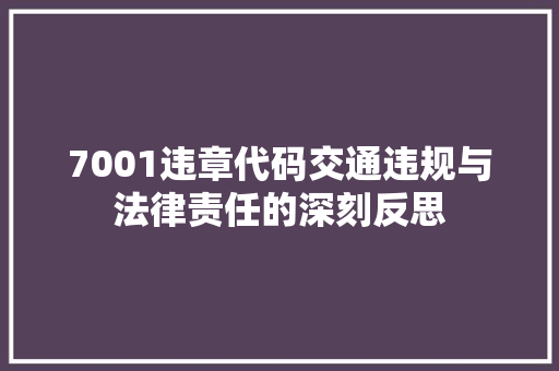 7001违章代码交通违规与法律责任的深刻反思