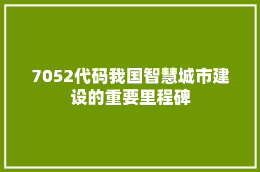 7052代码我国智慧城市建设的重要里程碑  第1张
