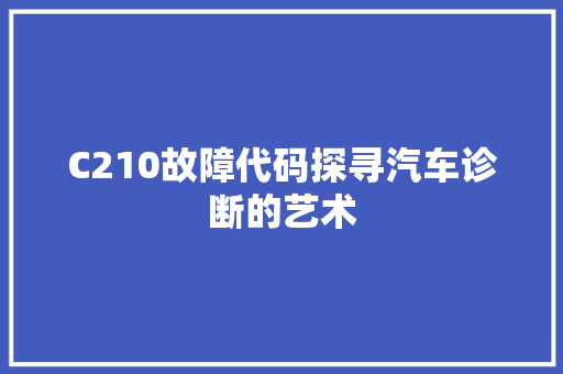 C210故障代码探寻汽车诊断的艺术