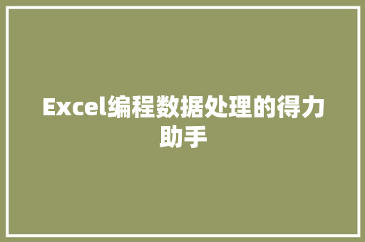 Excel编程数据处理的得力助手