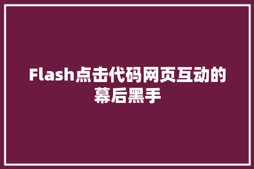 Flash点击代码网页互动的幕后黑手