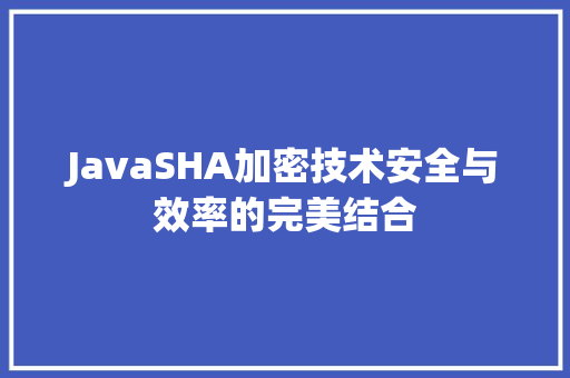 JavaSHA加密技术安全与效率的完美结合  第1张