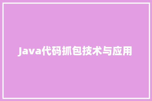 Java代码抓包技术与应用  第1张