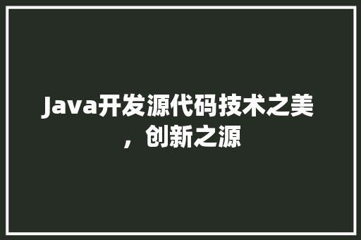 Java开发源代码技术之美，创新之源